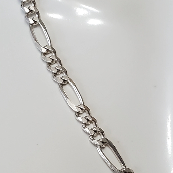 925 Italian Sterling 18" Figaro Chain & 7.25" Bracelet - Picture 4 of 11